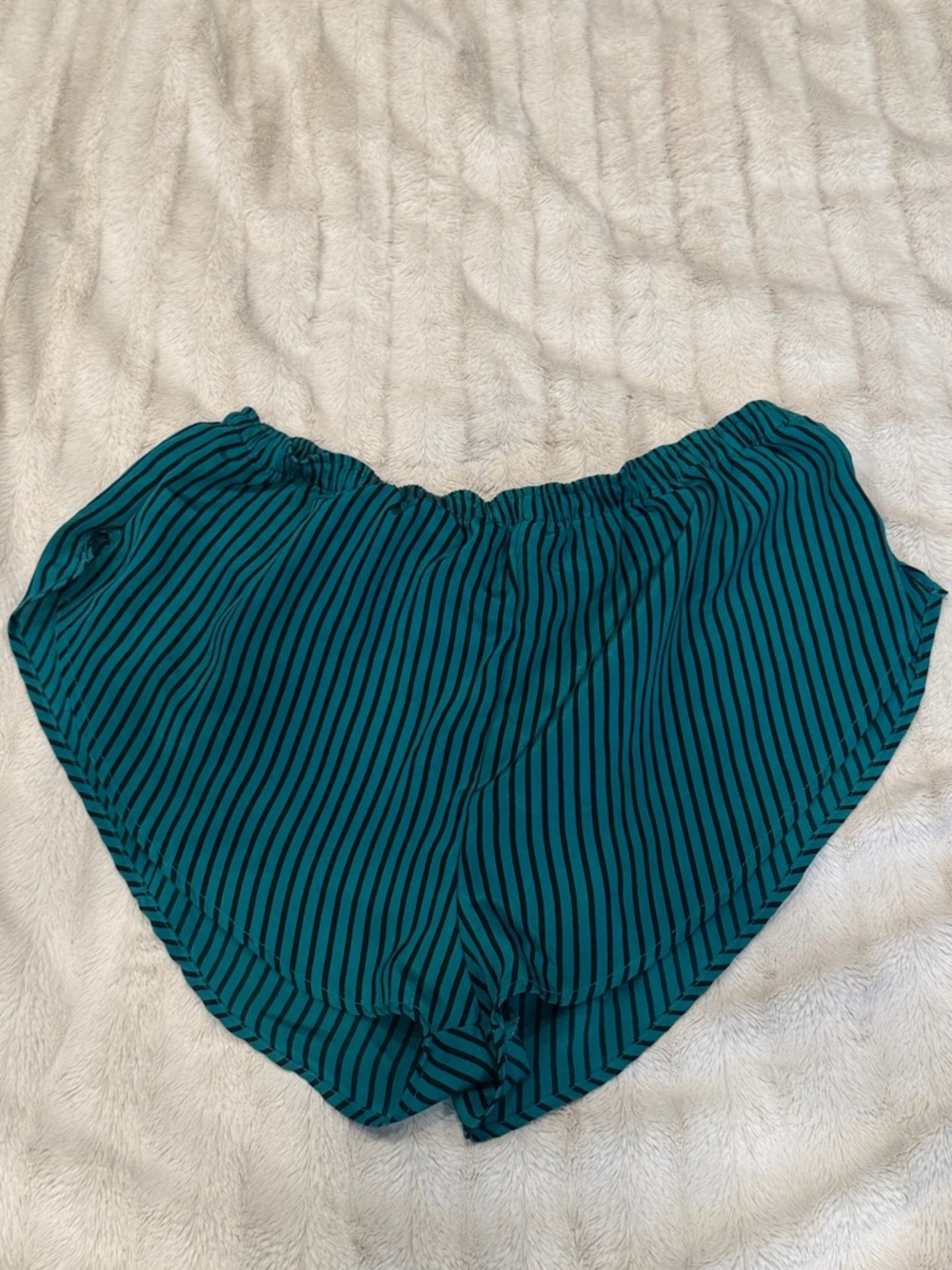Frederick's of Hollywood Teal and Black Striped Pajama Shorts
